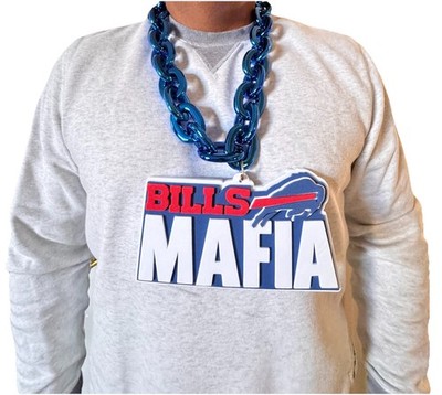 Buffalo Bills Mafia Big Chain Necklace  Large Logo Pendant Blue 3D US Ship