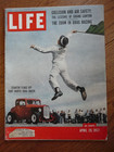 Vintage Life Magazine April 29 1957 DRAG RACING Hot Rods Airline Crash Space War