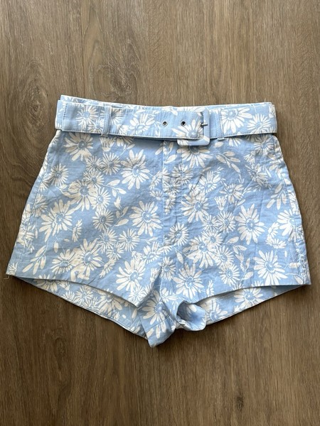 Zara High Waisted Shorts Size 8 Blue White