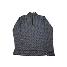 Smartwool Womens XL 100% Merino Wool Quarter Zip Base Layer Chevron Zigzag Black
