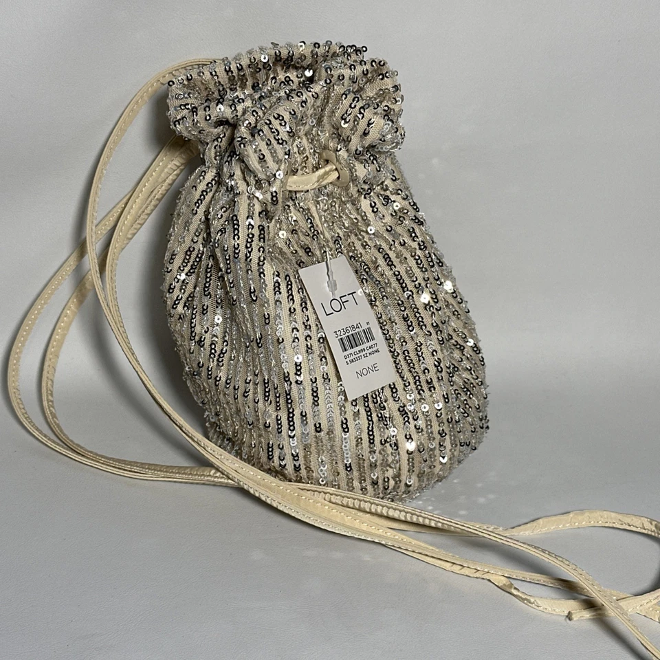 Cartera Loft Lentejuelas Cordón Crema Nueva con Etiquetas Fiesta Nunca Usada Foto 3 de 4