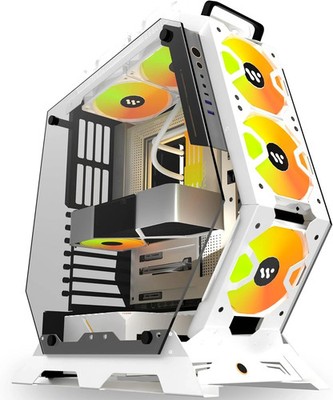 PC Case C570 ATX Mid Tower Tempered Glass Gaming Computer Open Frame Case with 5