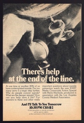 1977 KNXT TV AD/MARIO MACHADO/SUICIDE PREVENTION MEDIX HEALTH TELEVISION SPECIAL