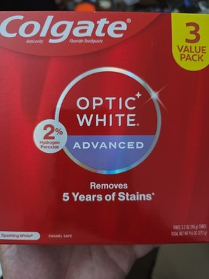 Colgate Optic White Advanced Hydrogen Peroxide Toothpaste 3 Pack, 3.2 oz 1 Box