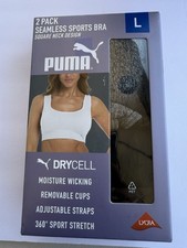 Puma Performance 2-Pack Seamless Sports Bra, Black  Gray, Size L - Open Box