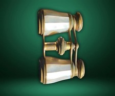 Mother Of Pearl Opra Glasses With Original Leather Red Satin Lined Case 743