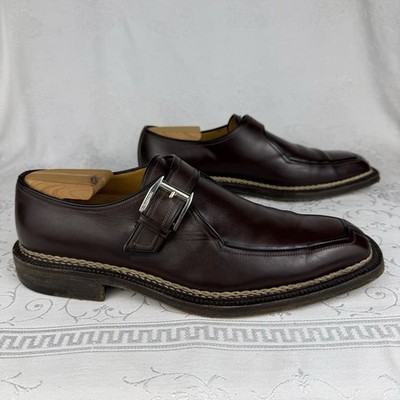 A TESTONI Mens Monk Strap Dress Shoes Size *UK9F Brown Leather **READ For Size