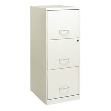 18" Deep 3 Drawer Smart Letter Width Vertical File Cabinet White