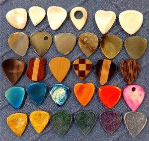 Custom Guitar Pick Lot (30) Buffalo Bone & Horn, India Wood, Heavy Acrylic Resin