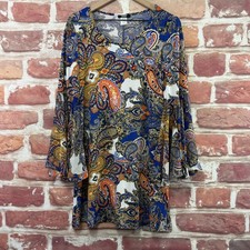 MSK Dress Womens Small Multicolor Boho Floral Abstract Stretchy Sheer Sleeves