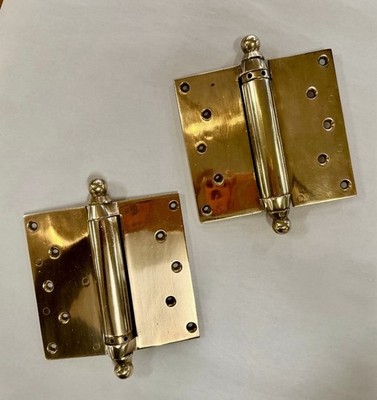 Vintage Brass Double Action Spring Hinges Set of 2 | 5 Inch Café Door Hinges