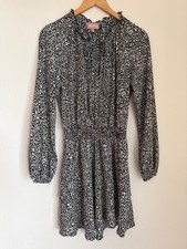 Show Me Your Mumu Sz S Tatum Tiered Mini Dress Black Whte Print Romantic Ruching