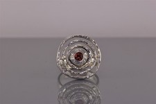 Sterling Silver 20mm Textured Triple Circles Purple Amethyst Band Ring 925 Sz: 6
