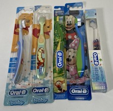 Lot of 5 Kids Oral B Disney Baby Winnie the Pooh Mickey Mouse Soft Toothbrushes