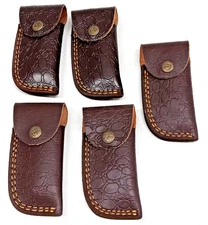 5 NEW HANDMADE FULL GRAIN LEATHER FOLDING POCKET KNIFE BELT SHEATH 5"