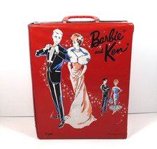 Barbie Wardrobe Carrying Case Barbie and Ken Vtg 1963 with Hangers Minor Issues