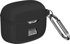 Silicone Case for JBL Tune Buds, Protective Cover with Carabiner Black 