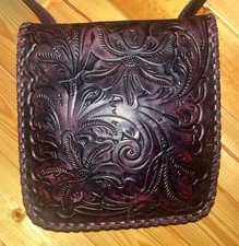 Patricia Nash Burnished Tooled Granada Plum Crossbody Leather Handbag New w Tags