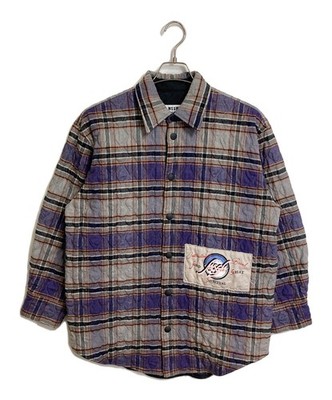 MSGM quilted check jacket Size: 41 Purple x gray 3140ME06 Men