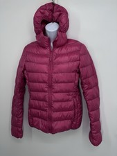 Uniqlo Ultra Light Down Jacket Teen Size 5/S Pink Hooded Puffer Packable