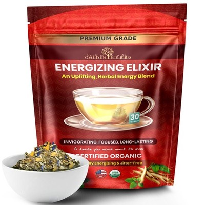 Golden Herbs Energizing Elixir Herbal Tea Natural Energy & Focus Support