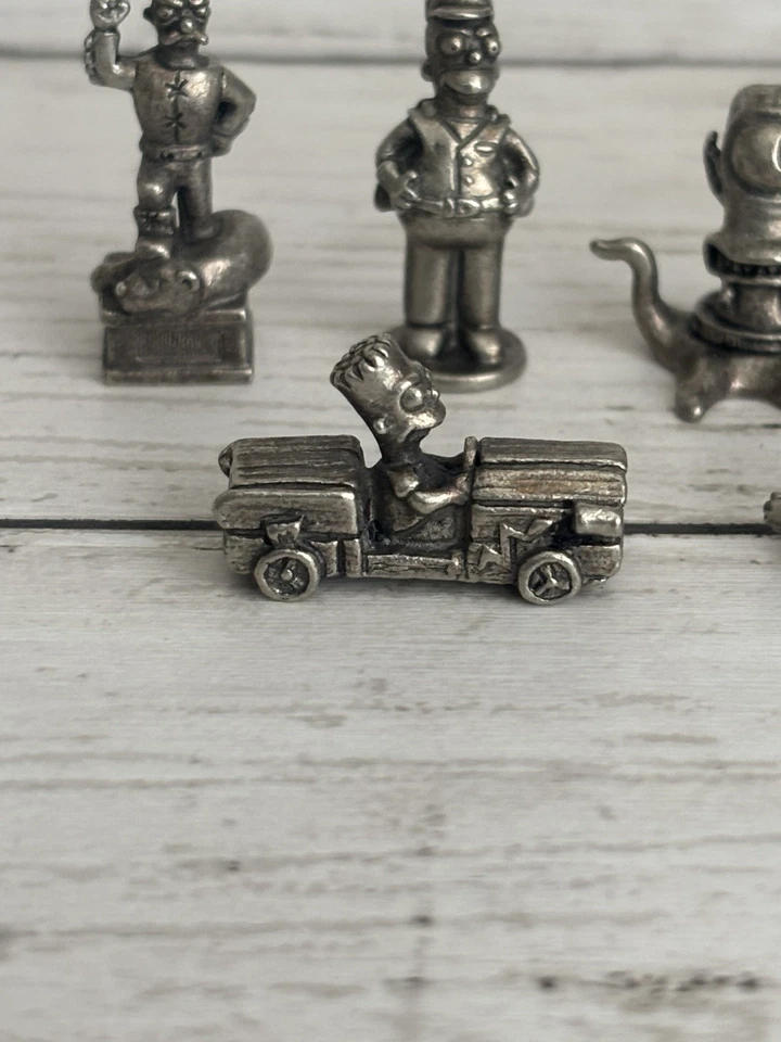 The Simpsons Monopoly 6 Game Pieces Pewter Token Replacement Parts Only Vtg 2001 - Image 4 of 4