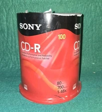 Sony CD-R 700MB Storage Media Discs 80 min Pack of 100 Blank CDs Factory Sealed