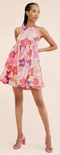 Free People Passion Flower Halter Colorful Mini Dress Size S Party Shower
