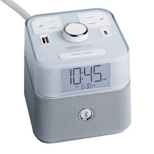 CubieBlue White - Charging Alarm Clock with Bluetooth Speaker, 2 Power Outlet...
