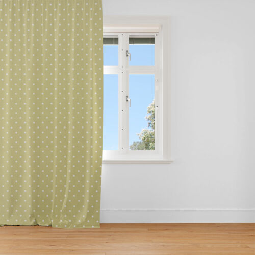 BEAUTIFUL LIFE. Curtain full stop dots olive green white 245 cm or desired length-