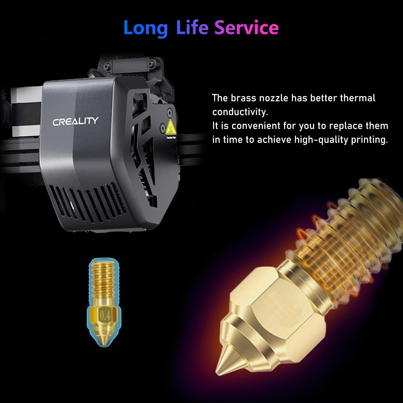 Comgrow 6pcs Ender 3 V3 SE Nozzle Kit, 3D Printer Brass Nozzles 0.4/0.6/0.8mm