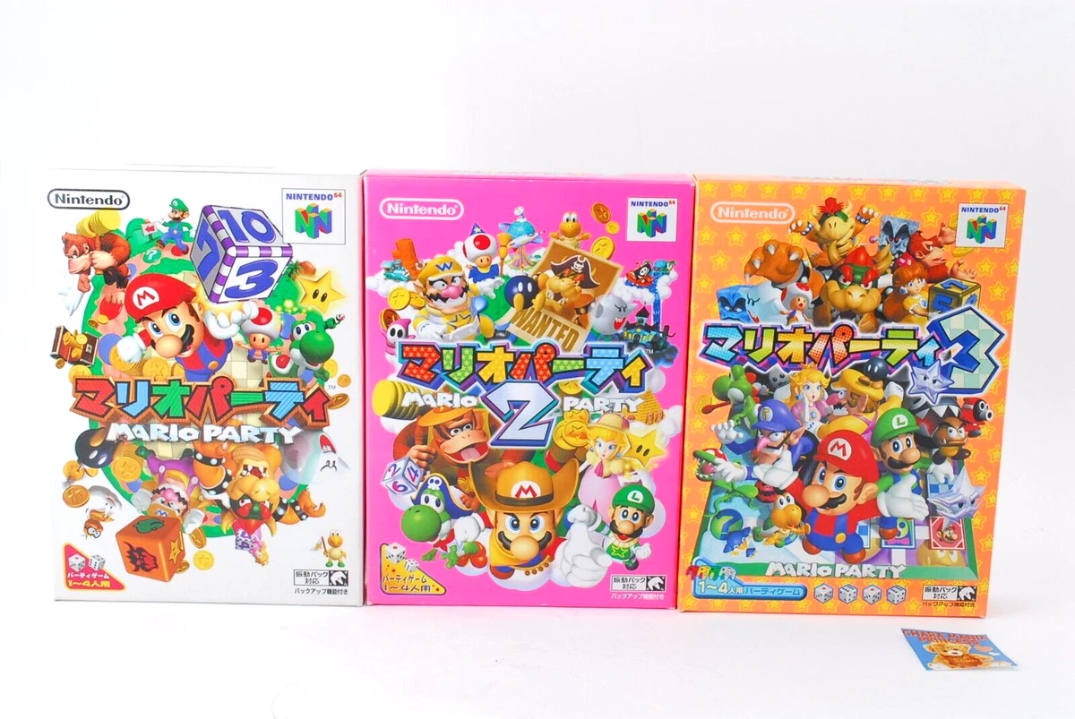 Nintendo 64 N64 Mario Party 1 2 3 w Box and Manual 3games Set Good
