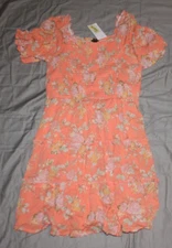 Girls' Flutter Short Sleeve Smocked Dress - art class Floral size 14