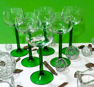 Wein Glas Römer Luminarc smaragt grün Cristal Dárques Vin du Rhin Long Stem Bar
