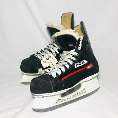 Vintage Micron Mega 10-90 Red Stripe Ice Hockey Skates Size 5.5 1