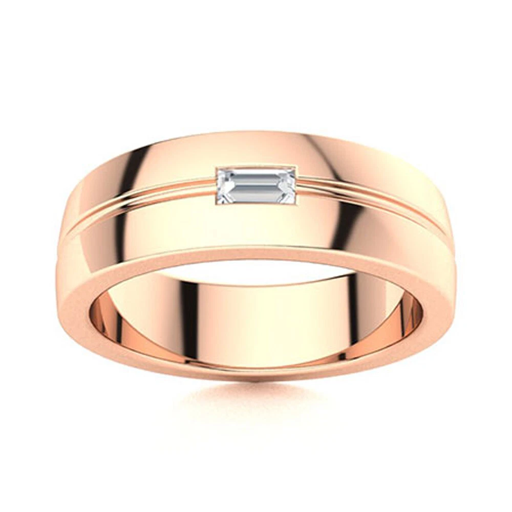 Mens wedding band baguette diamond sale