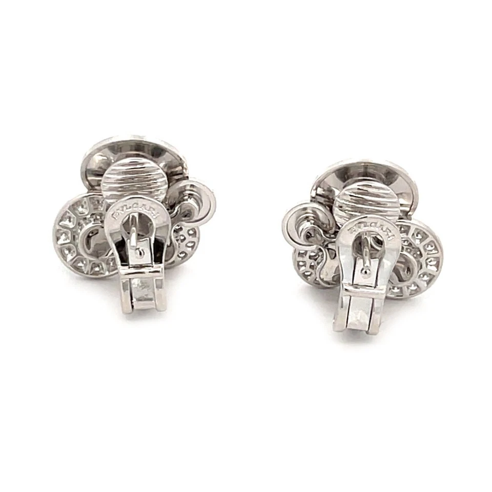Bvlgari Cicladi Diamond 18k White Gold 3 Discs Huggie Earrings - Image 4 of 4