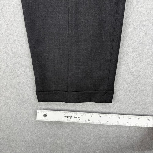 LL Bean Pants Mens 34x28 Gray Flat Front 100% Wool Classic Fit Cuffed Chino - Picture 10 of 11