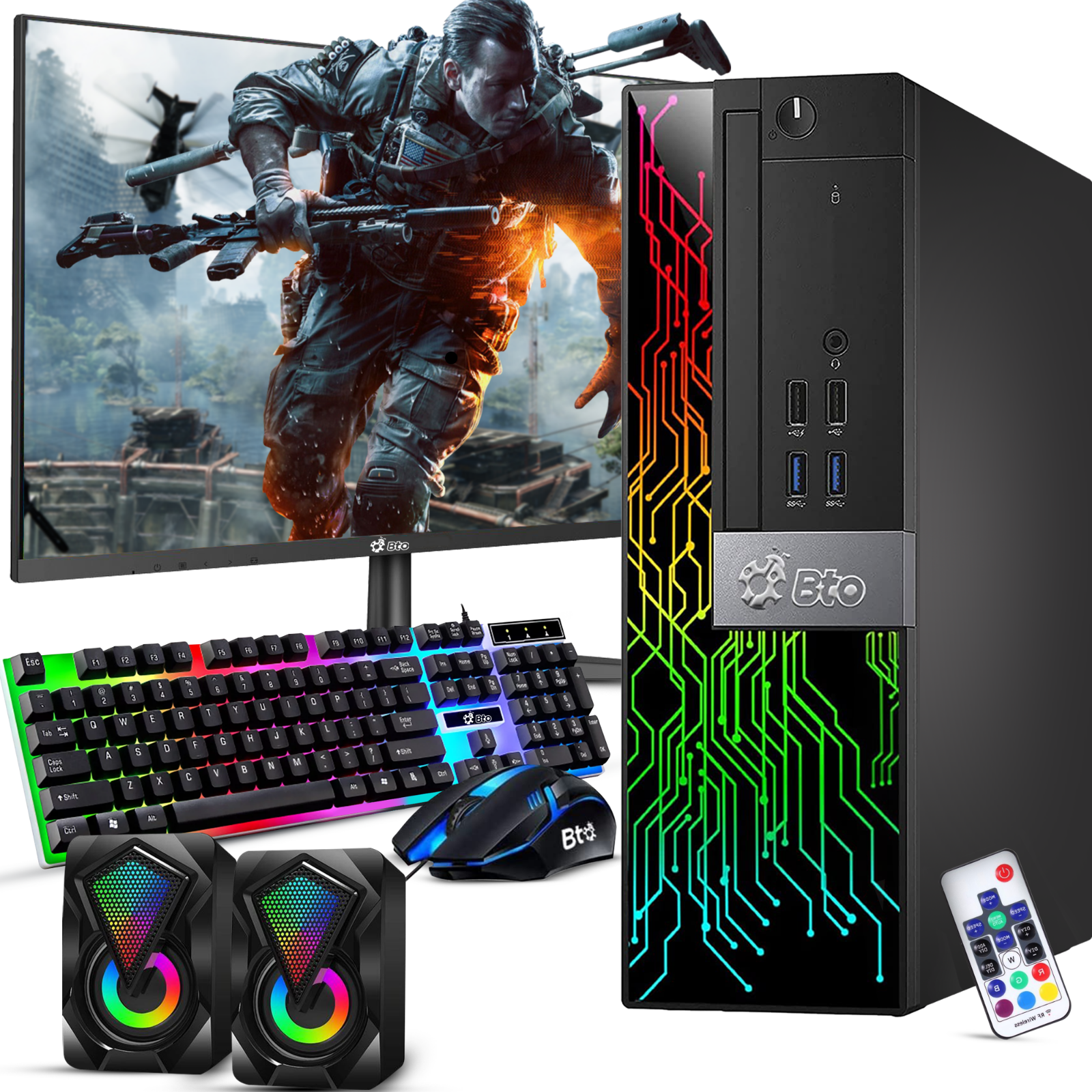 HP RGB Gaming PC Desktop – Intel Core i7 6th Gen | 16GB DDR4 Ram | 1TB SSD  | NVIDIA GTX 1050 Ti 4GB DDR5 | Dual New 24 Inch Monitors | Windows 10 Pro