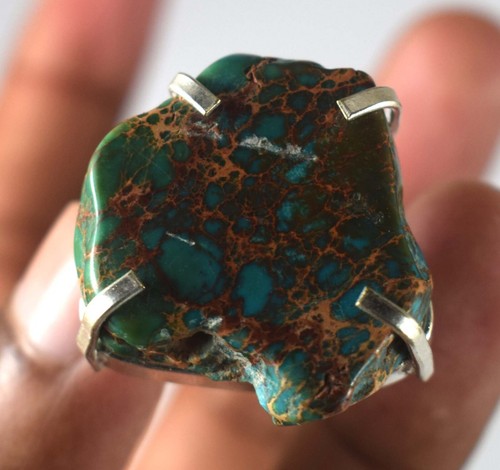 Certificato Carico Lago Blu Turchese 56.85 CT Naturale Gemma Grezzo Anello - Foto 4 di 6