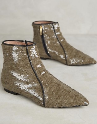 Anthropologie Day Birger Et Mikkelsen Boot Platinum Sequin Zayn 38 NEW