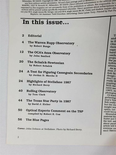 Telescoping Making Magazine 31 Winter 1987/1988 Space Exploration Astronomy - Imagen 2 de 3