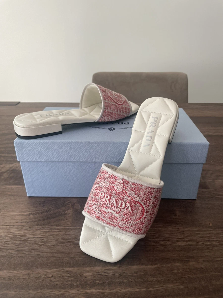 NEW Prada Slide Sandals Woven Logo Size 39 895 eBay