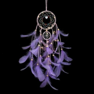 Dream Catchers Heart Purple Handmade Feather Native American Dreamcatcher