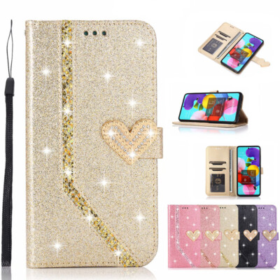 Glitzer Wallet Case Diamond Damen Flip Cover für Samsung A11/A21s/A41/A51/A71