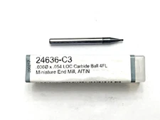 Harvey Tool 24636-C3 .036" diam. x .054" LOC-balled carbide endmill-AITiN-NOS