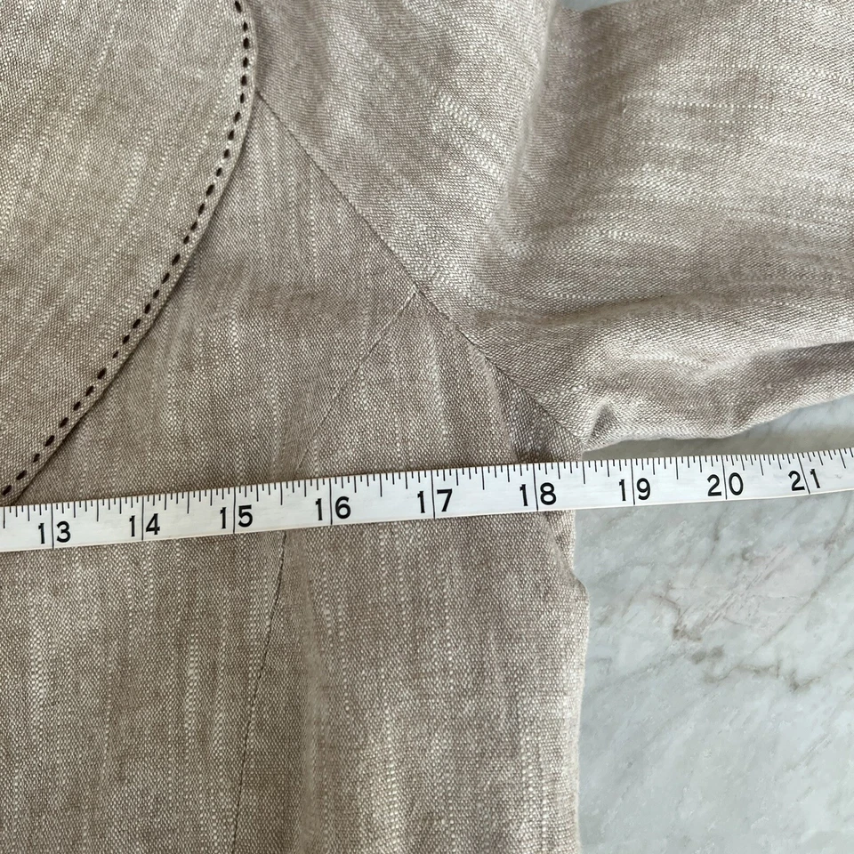 Willi Smith Women's Beige Brown Blazer Linen Blend Jacket Ribbon Drawstring Sz 6 - Image 4 of 4
