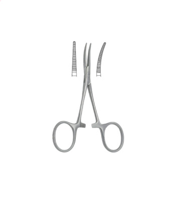 6 Halstead Mosquito Hemostatic Forceps, Curved Serrated Jaws, 5.0'', Premium 