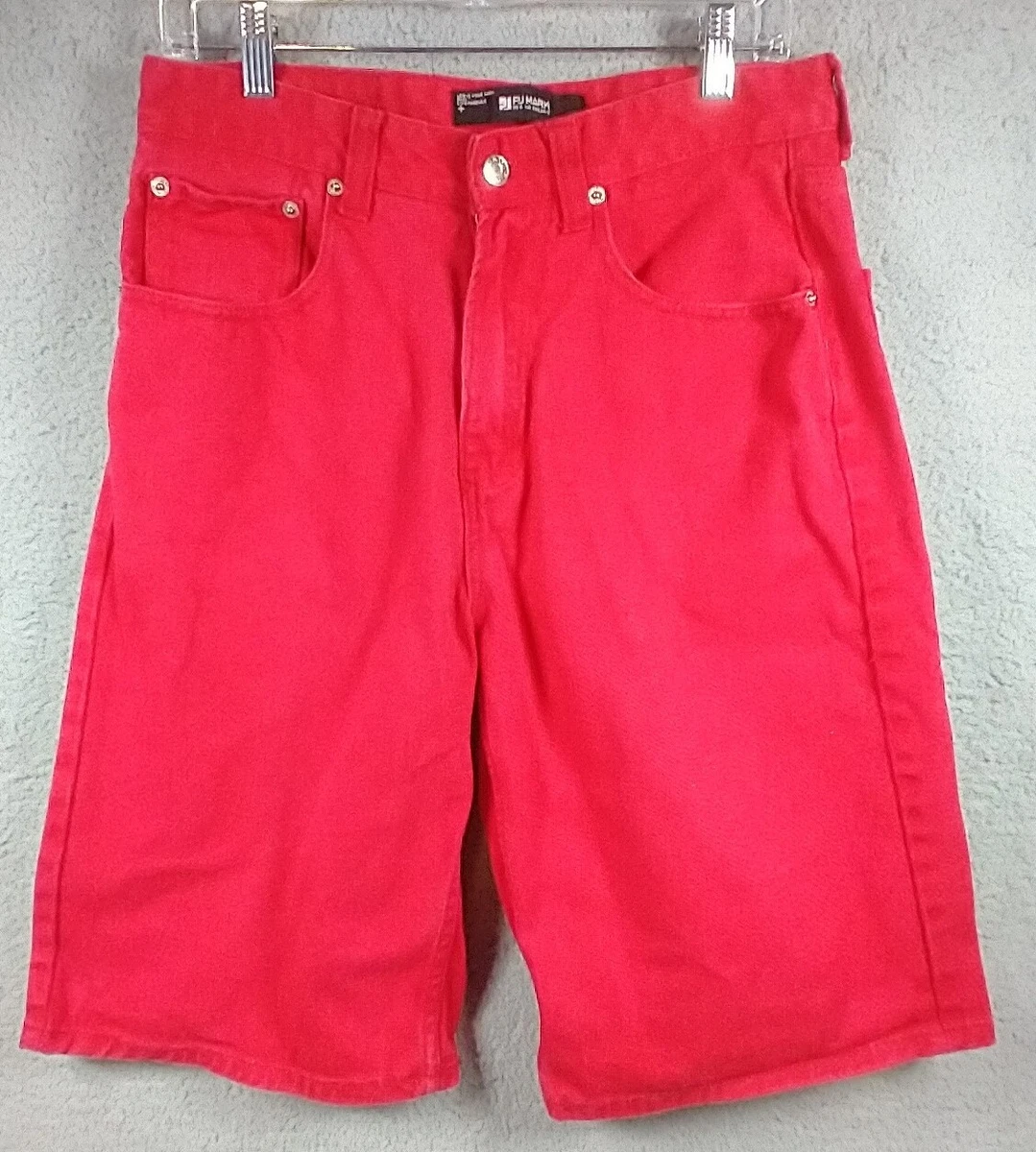 Red jean store shorts mens