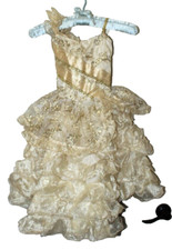 BEAUTIFUL Gold Metallic Pageant Dress Fancy Holiday Party Elegant Size 6 Girls